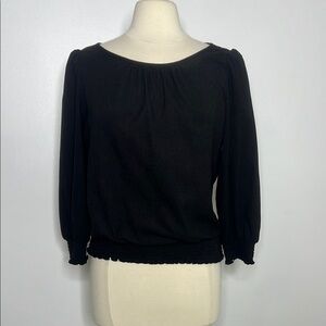 Ann Taylor factory crinkle fabric black blouse size medium